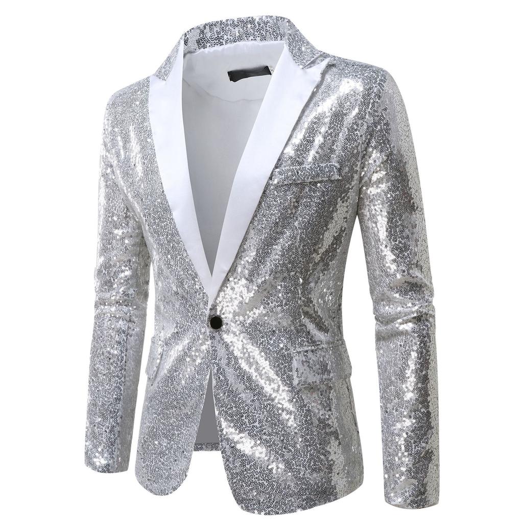 Europe And The United States Performance Dress Gold Sequins Suit Suit Nightclub Men's Host Emcee Studio Jacket