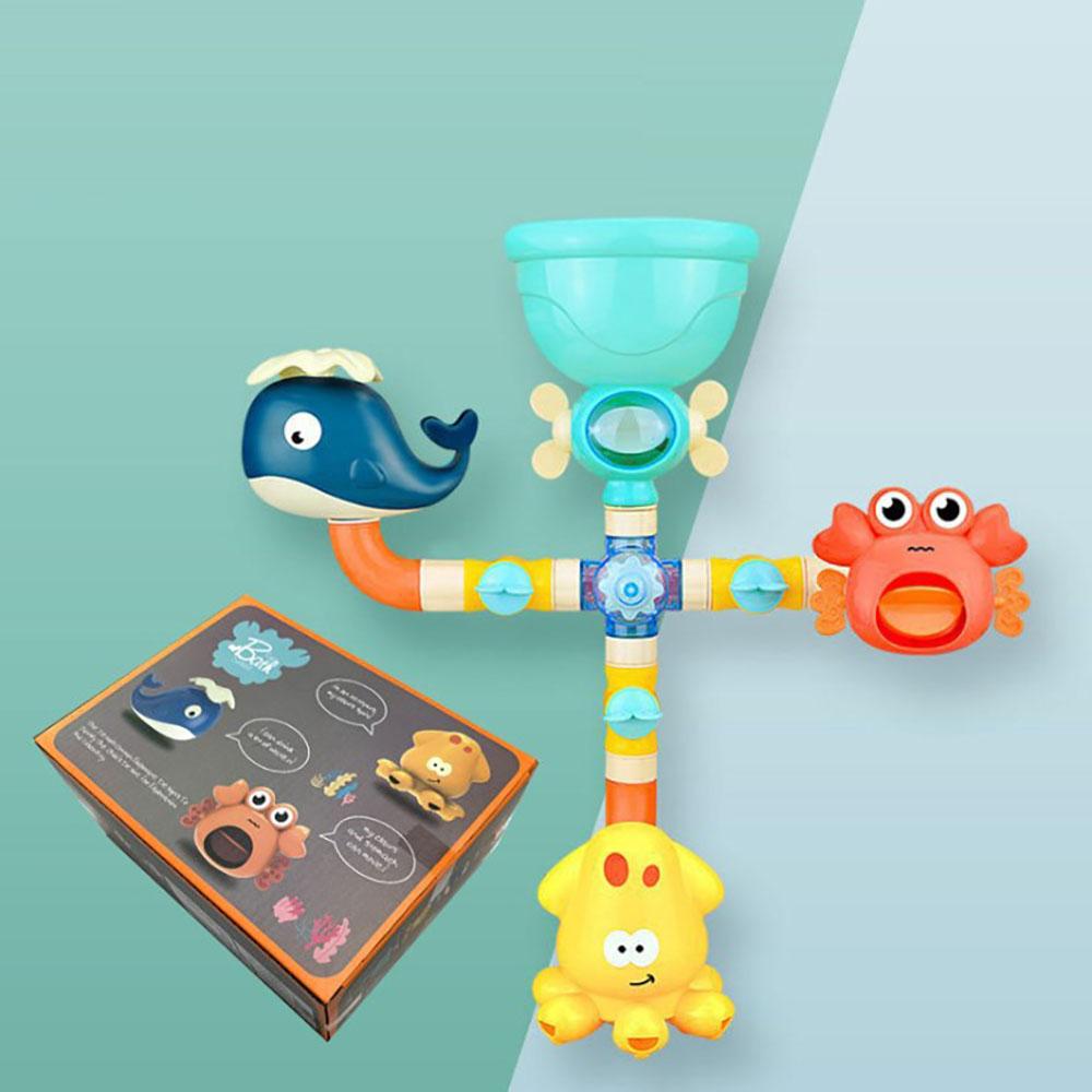 Bath Toys for Toddlers Bathtub Toy for Age 2-5 DIY Tubes Bath Time Water Toys with Color Box Birthday Gift