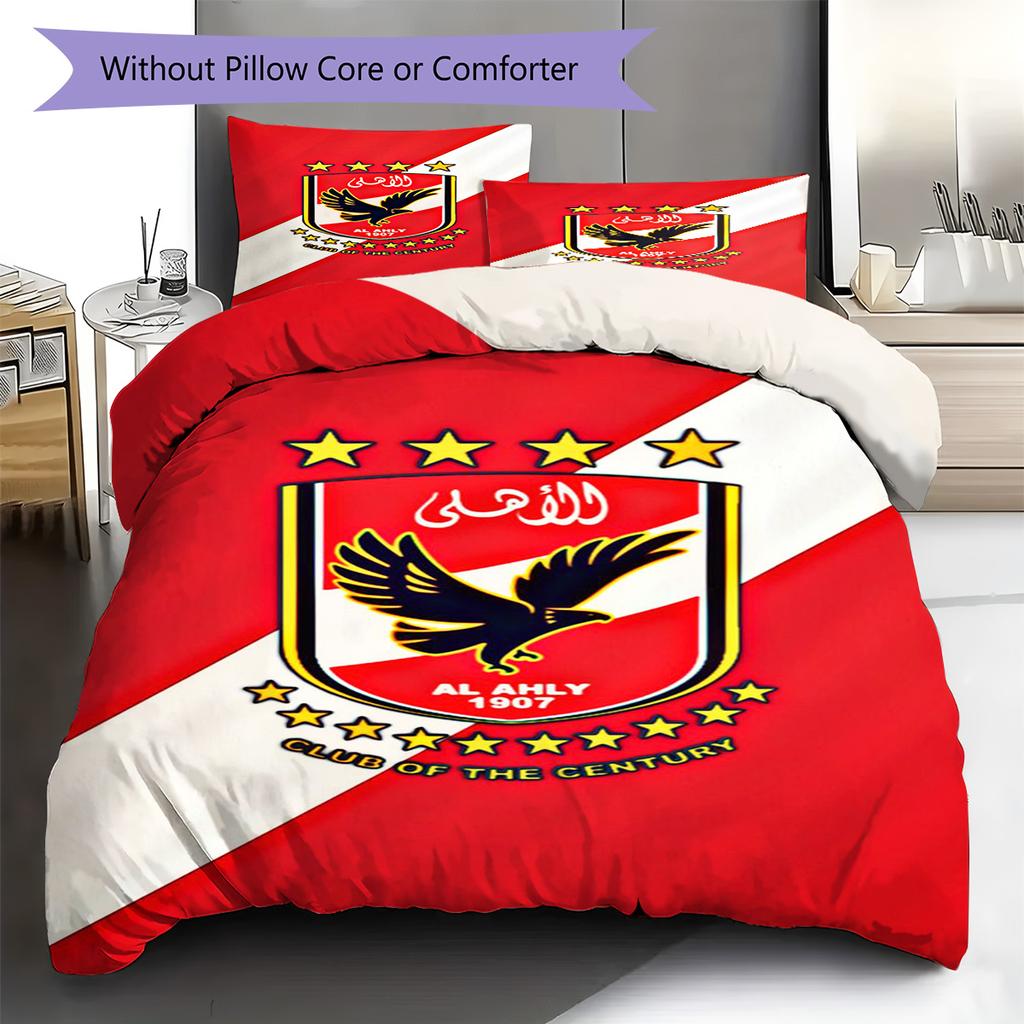 Al Ahly Pattern Bedding Set Quilt Cover Pillowcase Home Decor Gift (1 * Duvet Cover + 2 * Pillowcase, Without Core)