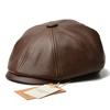 NORTHWOOD Luxury Synthetic PU Leather Beret Hat for Men Women 58cm Retro Eight-Point Cap for Outdoor Autumn Winter Wear
