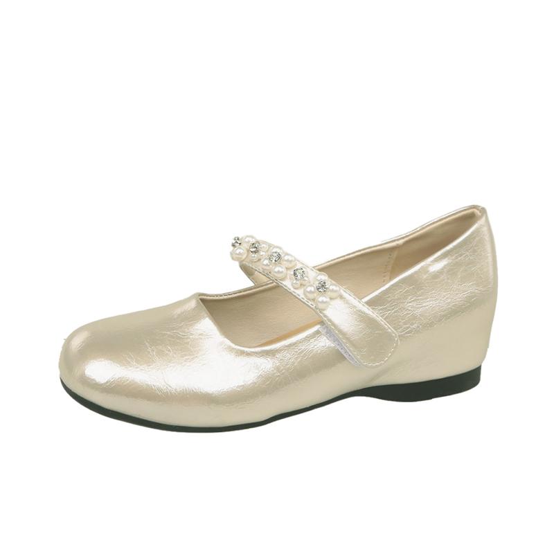 Fashion Pearl One-word Strap Soft Sole Inside Heightening Single Shoes New Round Toe Shallow Mouth Non-slip Low Top Shoes for Autumn