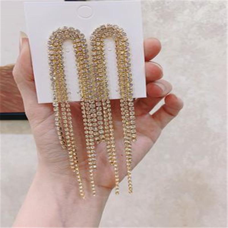 S925 Silver Needle Korean Fashion Diamond Tassel Earrings for Women