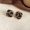 Silver Needle Autumn and Winter Retro Love Fan-shaped Leopard Print Earrings Light Luxury High-end Stud Earrings Niche Maillard Earrings