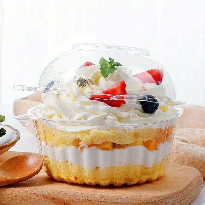 50 PCS Super Value Transparent Plastic Cake Boxes With Lids - Perfect For Muffins, Mousse, Pastries And Sandwiches For Parties