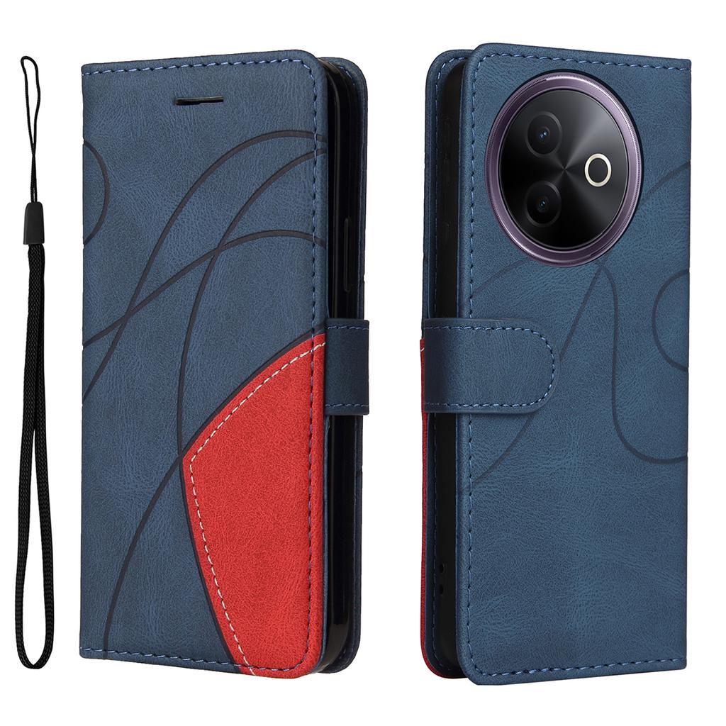 Für vivo Y39 5G Leder Handyhülle Ständer Brieftasche mit zweifarbigem Spleißdesign