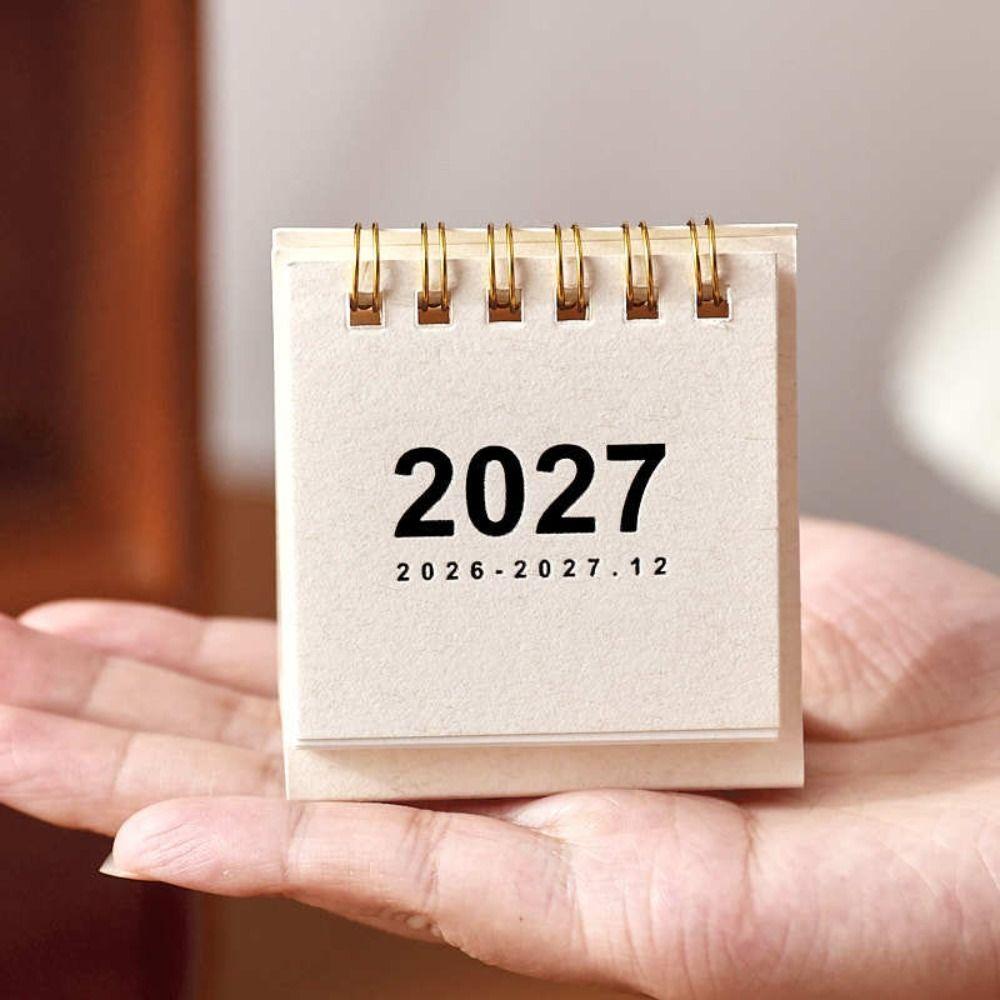 Double Coil Mini Calendar Standing Base Flip Calendar New 2027 Desk Calendar Home Office