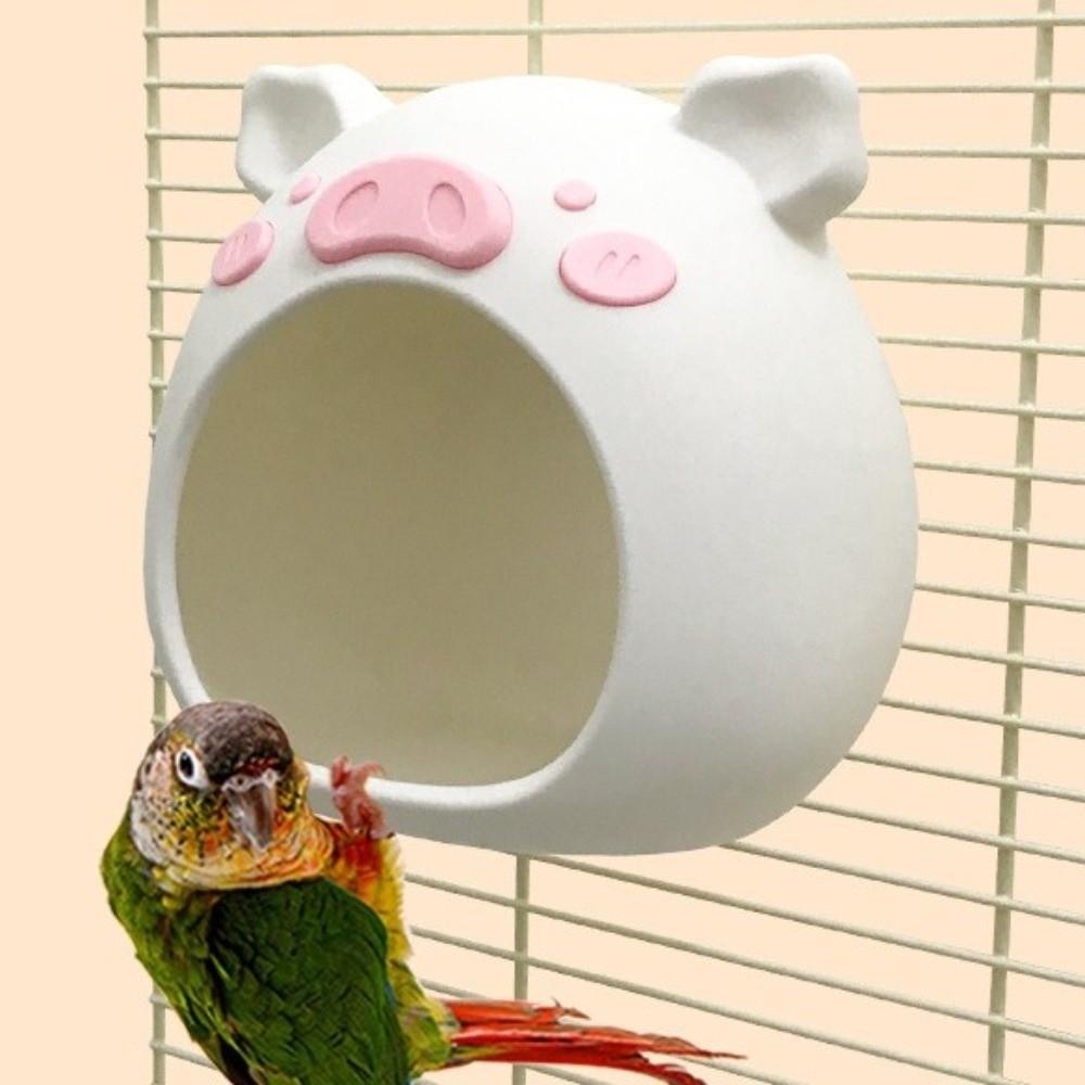 Cartoon Bird Breeding Nest Pig Shape Plastic Hanging Hamster House Bite Resistant Wear-resistant Pet Habitat Indoor Aviary