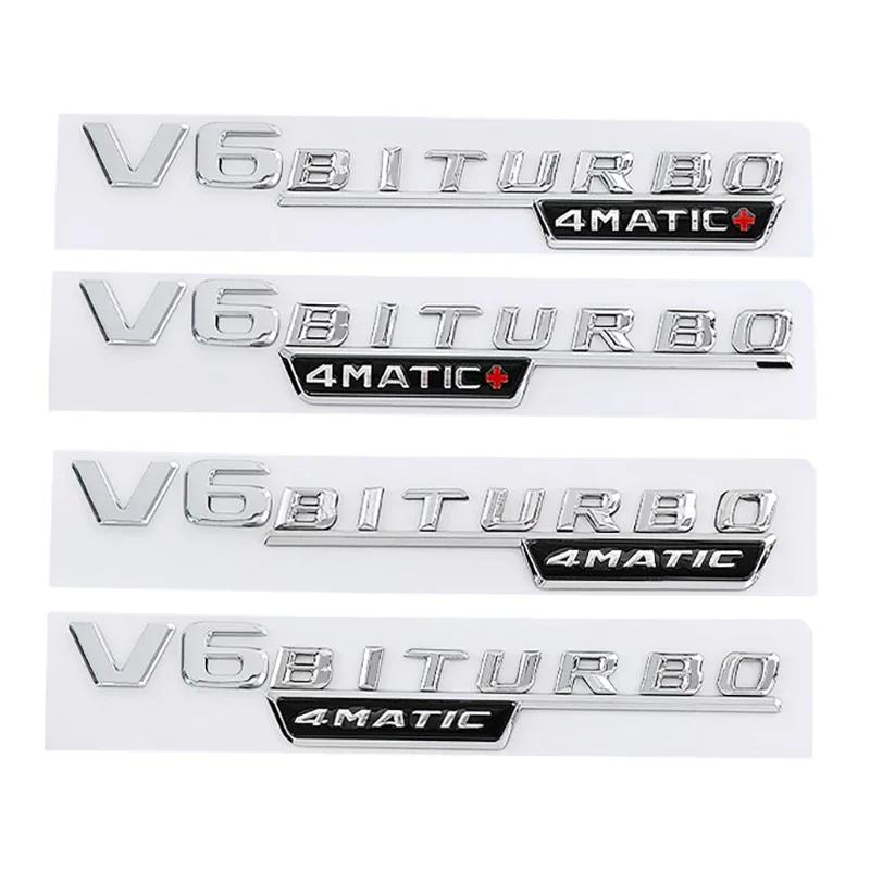 1 Pair ABS Car Fender Emblem Tail Badge Sticker Decoration for Mercedes Benz V6 BITURBO 4MATIC+ W210 W211 W168 W176 W204 W251