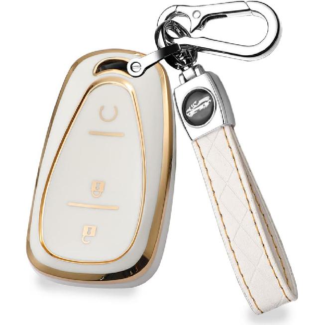 HIBEYO TPU Smart 3 Button Key Fob Case for Chevrolet Equinox Cruze Trax Malibu Verano Traverse 2016-2018 Onix Cruze Sonic Camaro Volt Bolt