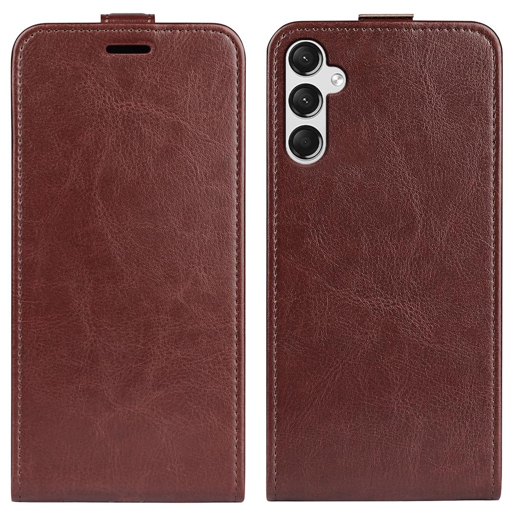

Vertical Flip Cover for Samsung Galaxy A25 5G (Global) (161.0 x 76.5 x 8.3mm) Case Crazy Horse Texture PU Leather Phone Shell Brown
