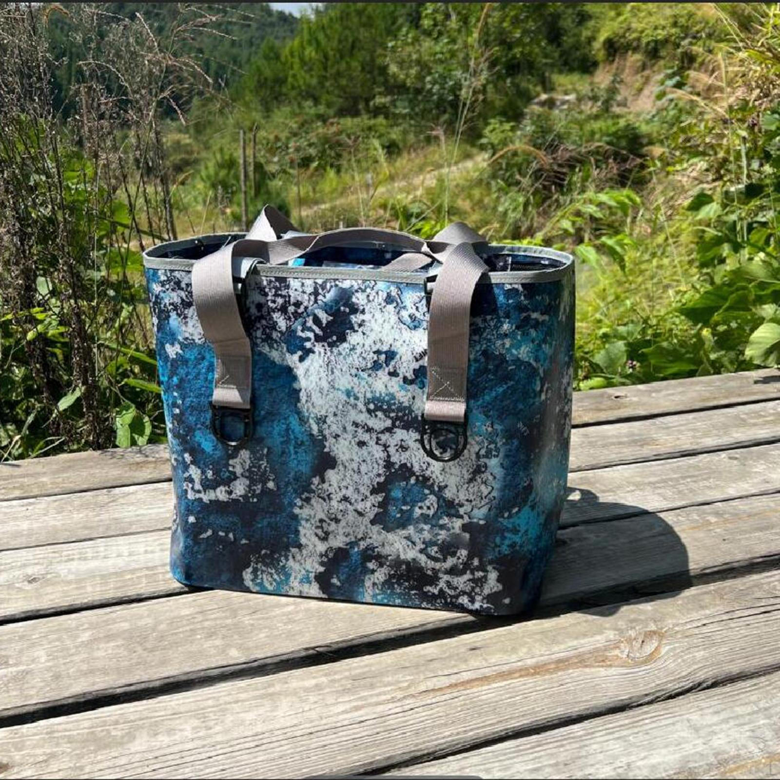 

Picnic Bag Collapsible Duffel Handbag with Lid Carry Box Package Basket for Backpacking S синий