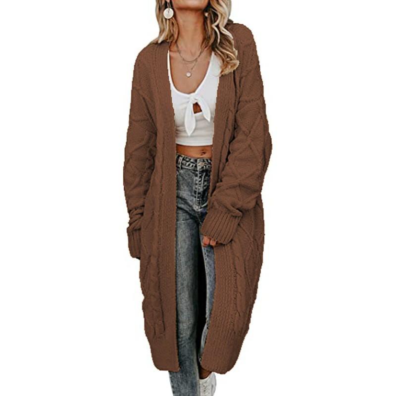 Womens Oversized Knit Cardigan Sweater Long Sleeve V-Neck Loose Fit Chunky Cable Winter Coat