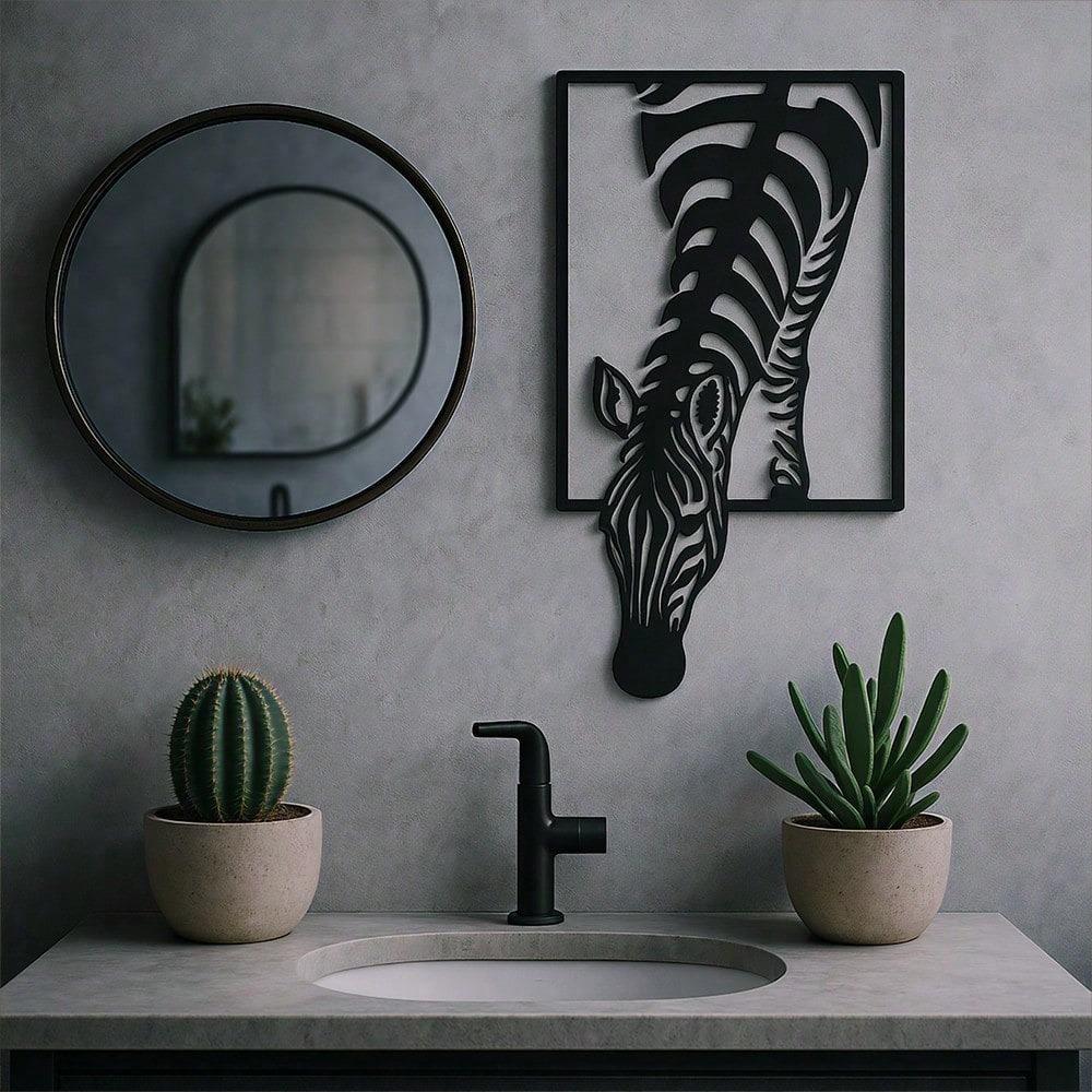 Minimalist Zebra Metal Wall Art Black White Animal Sculpture Farmhouse Home Decor Modern Wildlife Wall Hanging Living Room Office Unique Gift