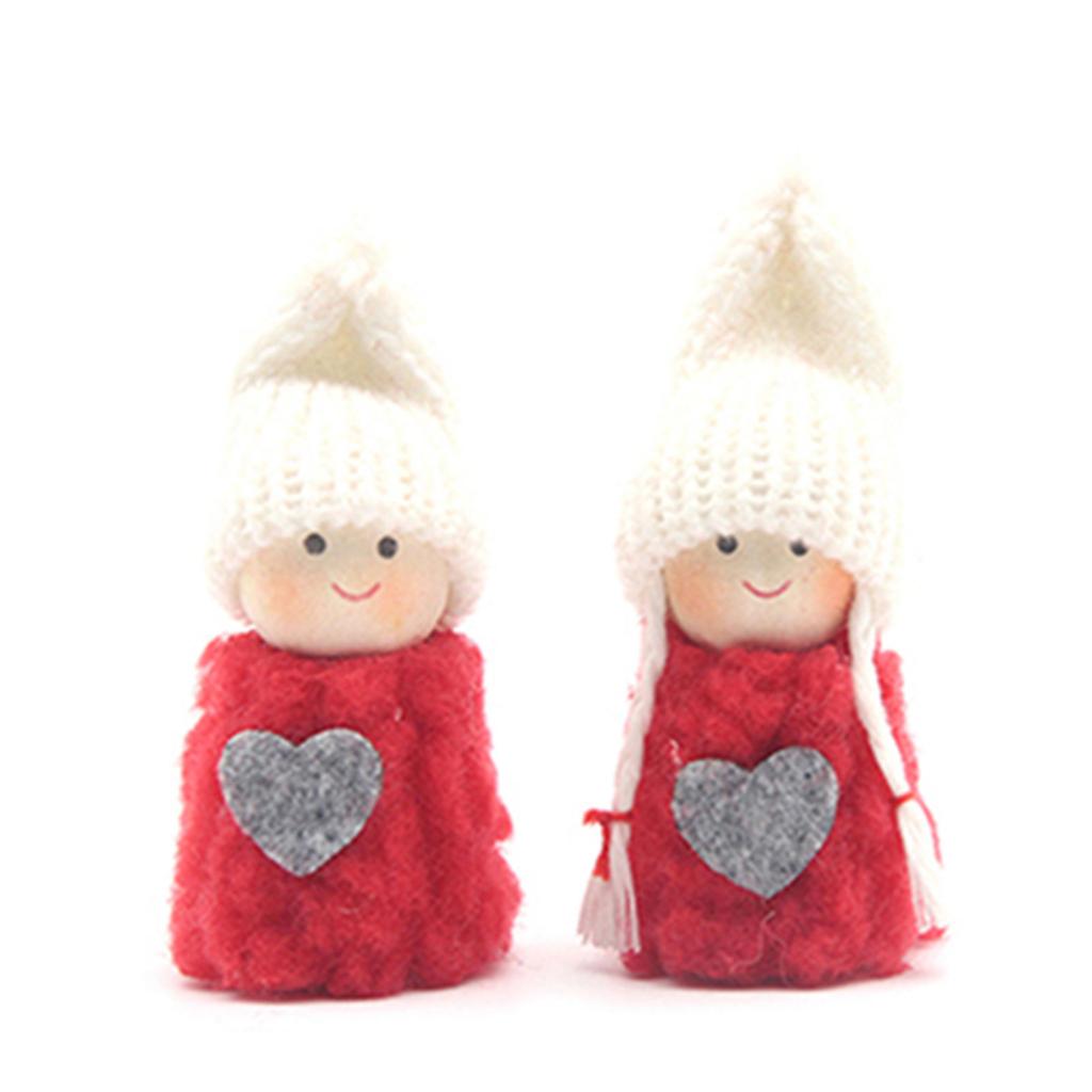 Mini Christmas Tree Decorations Set 2pcs Small Cute Dolls Indoor Home Decor for Christmas Holiday New Year Gift Idea