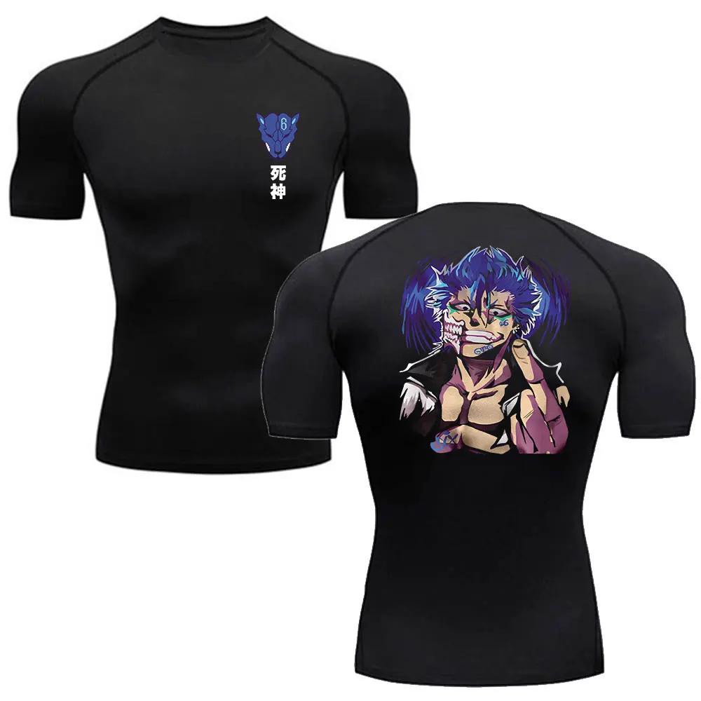 Anime Bleach Męska Koszulka Sportowa BJJ Rashguard MMA Kompresyjna Męska Koszulka na Siłownię Fitness Boks Koszulki Szybkoschnąca Treningowa Oddychająca Koszulka Top