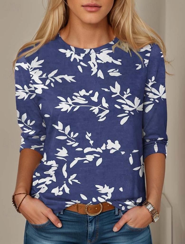 Fashion Women's T Shirt Tee 3D Print Floral Graphic Casual Holiday Fashion Long Sleeve T-shirt O-Neck Yellow Sweatshirt Pullover