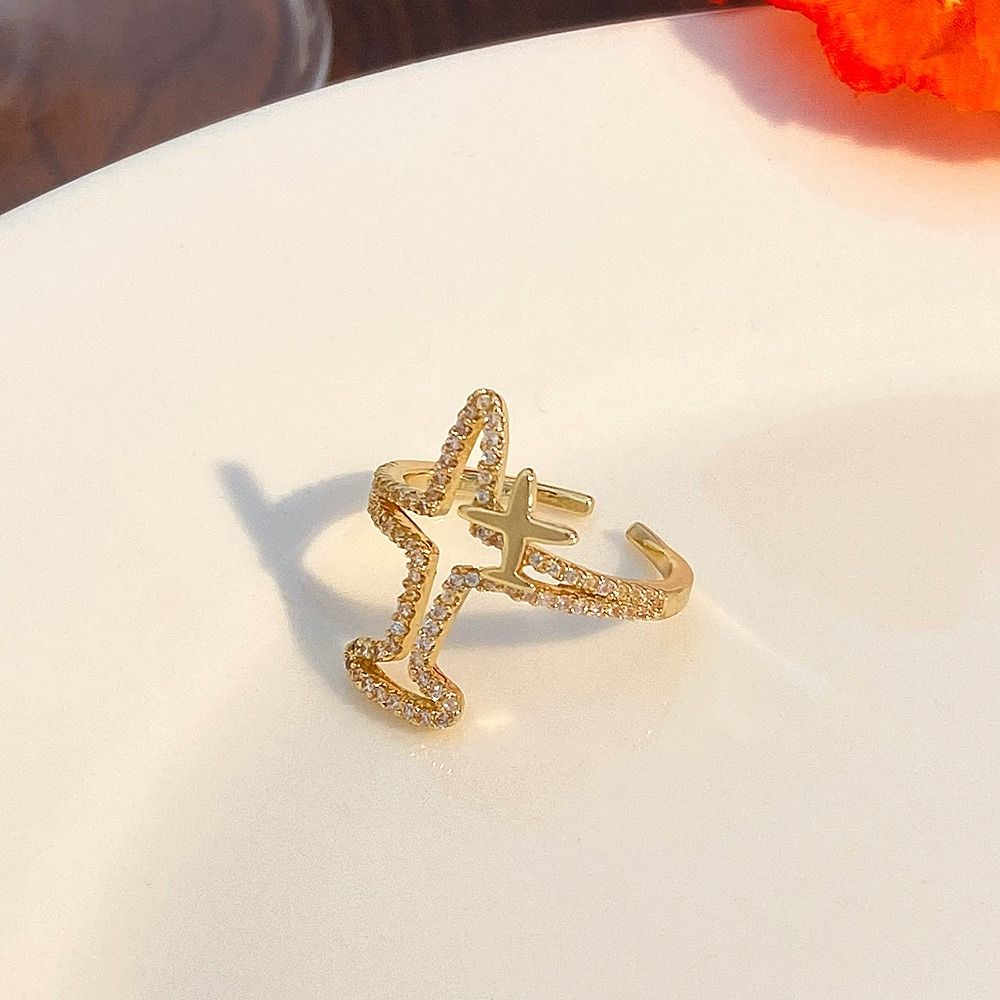 

Эстетичное винтажное регулируемое самолетное открытое кольцо унисекс кольцо корейский циркон ювелирные изделия ретро кольцо для пальцев