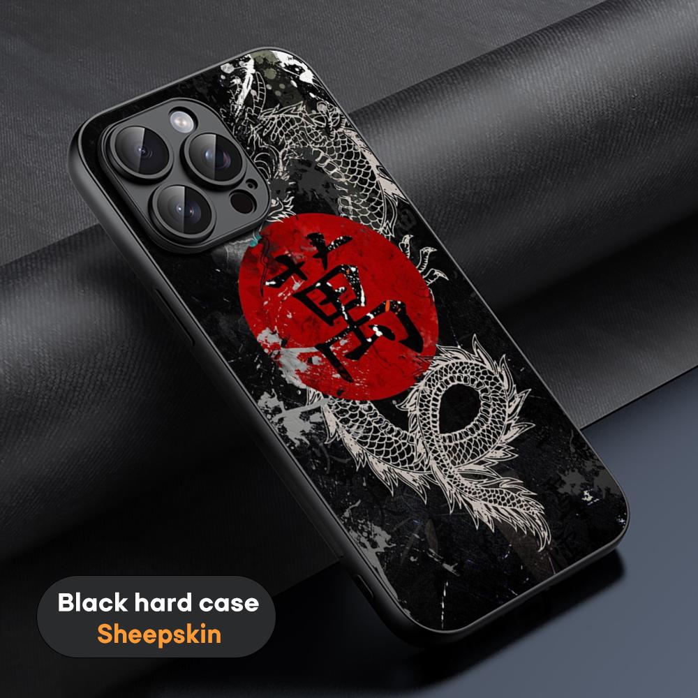 Chinese dragon fashion design Phone Case For iPhone 16 15 14 13 12 11 Plus Pro Max High-end Luxury Black hard case Sheepskin