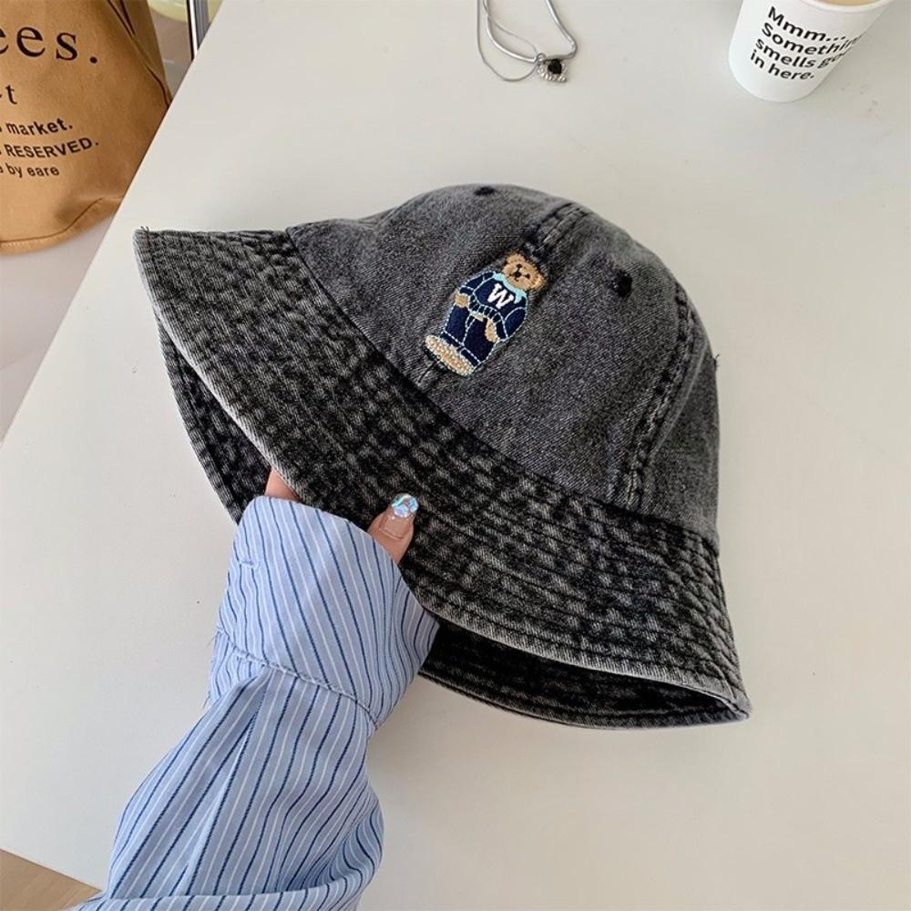 Versatile Denim Fishing Cap Korean Sun Protection Hat Cute Denim Bucket Cap  Spring Summer