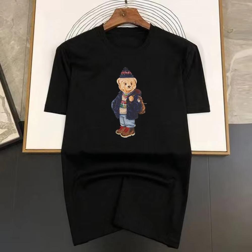 Summer Luxury Brand 100%Cotton Short Sleeve T-Shirt For Man Humanoid Bear Print Basic Tee Shirts Oversized S-7XL Tops Mans