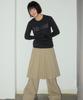 SOME PLACE 888 Pleated Midi Skirt Layered Snap Roll-Up Wide Two-Piece Set [Beige]