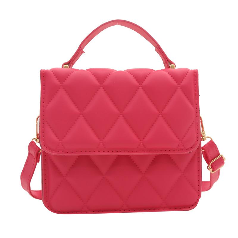 

Маленька жіноча сумка з вишивкою ромбами, темперамент, весна 2024, універсальна сумка через плече, однотонна маленька квадратна сумка в іноземному стилі троянди рожеві кольору