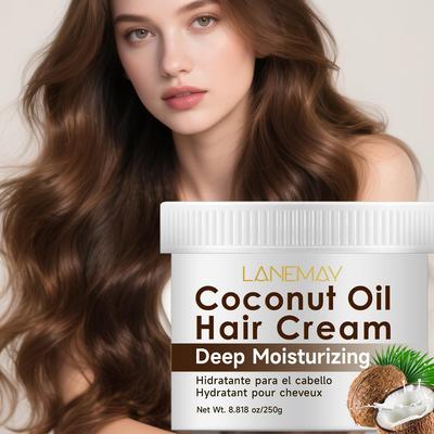 Kokosöl Haarcreme - Spendet Feuchtigkeit für Geschmeidigkeit, Glanz, reduziertes Frizz und gesundes Haar - Für alle Haartypen, Frauen und Männer, 250ml