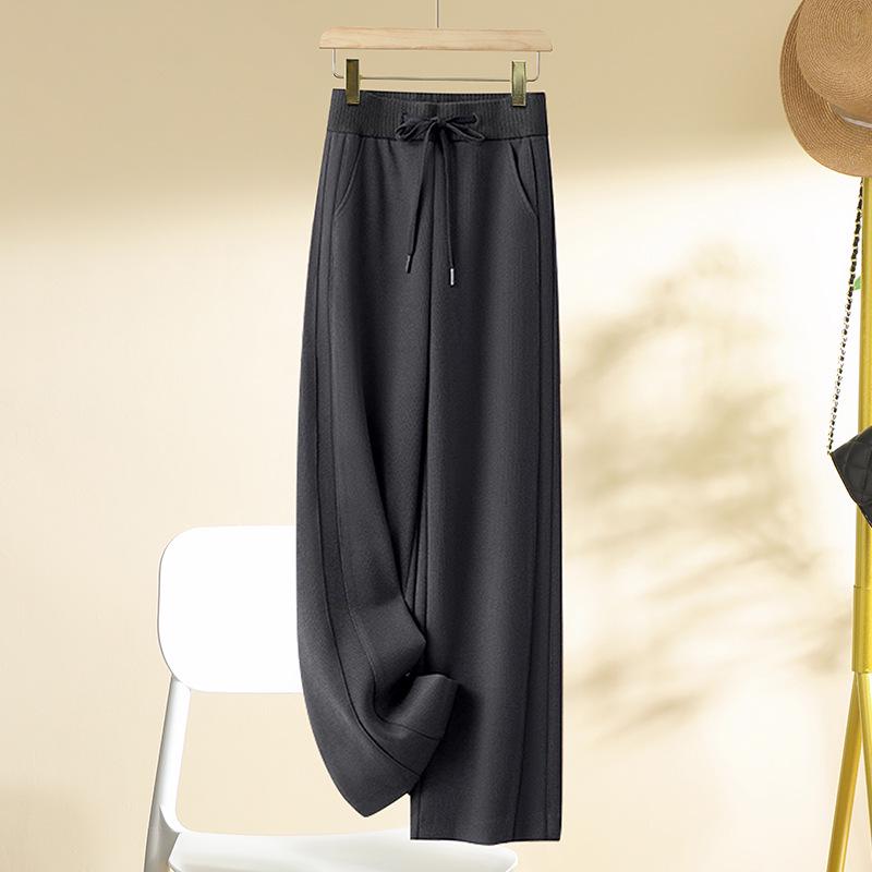 

Женские шерстяные брюки широкие от бедра 2024 - Осень/Зима, прямой крой Size 28 (Recommended for 105-115 jin) серый