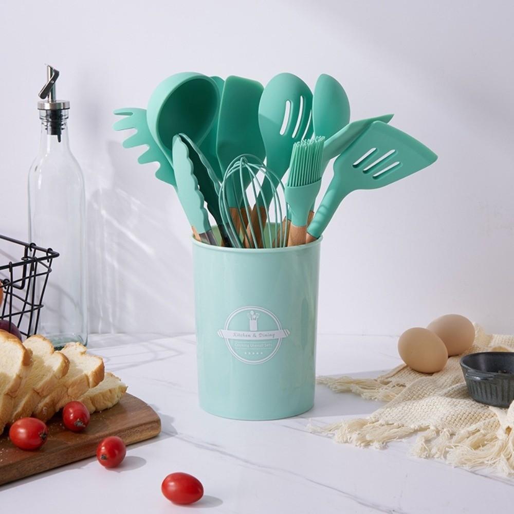 12pcs Heat Resistant Non-Stick Cookware Set Silicone Baking Shovel Soup Spoon  Kitchen Use