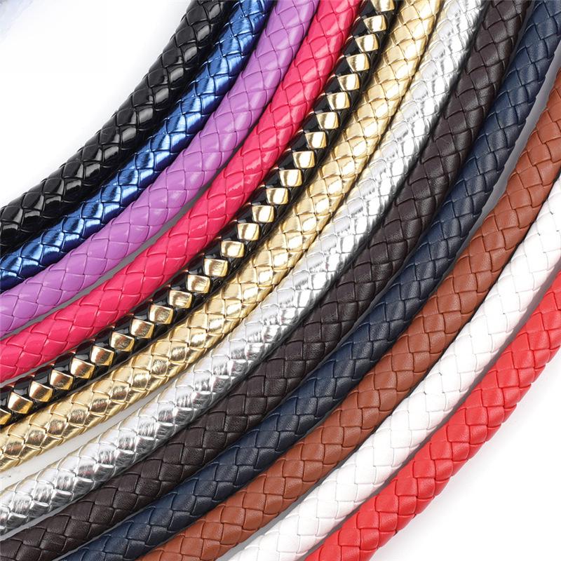 60cm Black PU Leather Woven Bag Handle Strap - Imitation Leather Shoulder Accessory