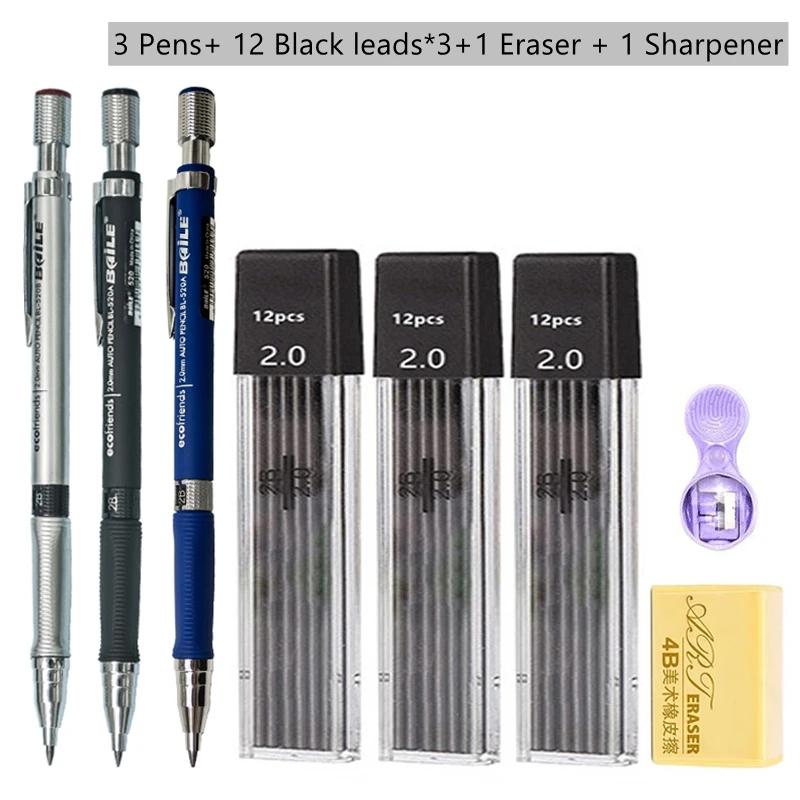 Xiaomi 2-9 Stück Mechanischer Bleistift Set 2,0 mm mit Schwarz/Farben Minen Nachfüllung Zum Schreiben Skizzieren Zeichnen Malen Schule Automatischer Bleistift