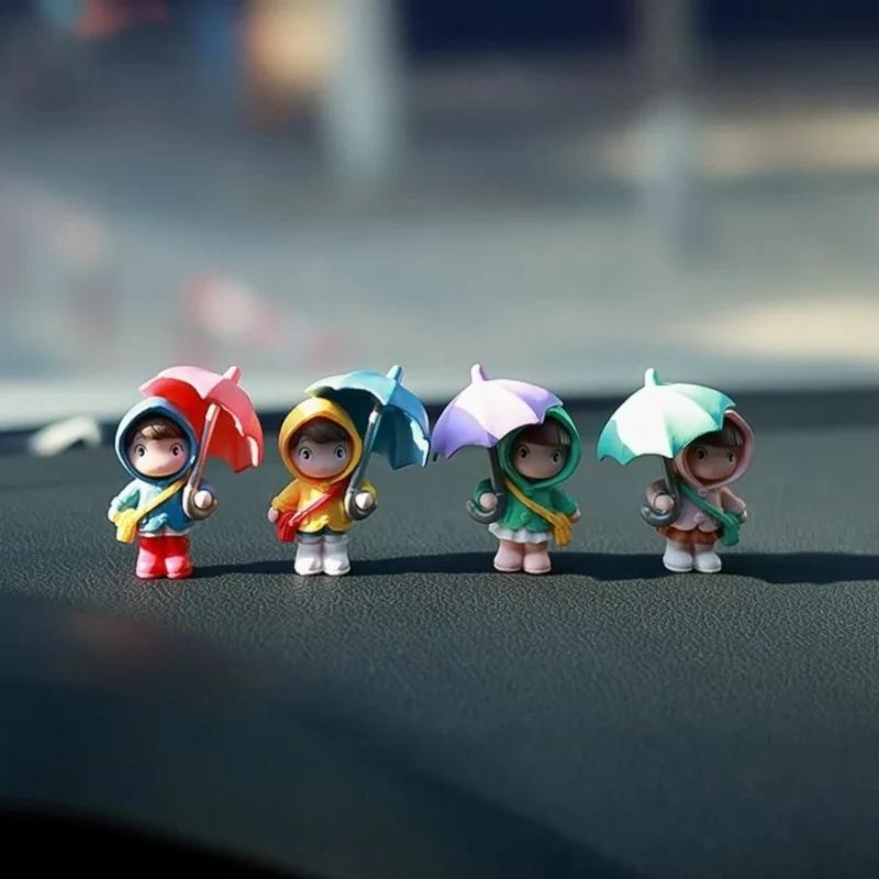 4PCS Cartoon Character Little Girl Home Decoration Ornament Car Decoration Ornament Umbrella Girl Model