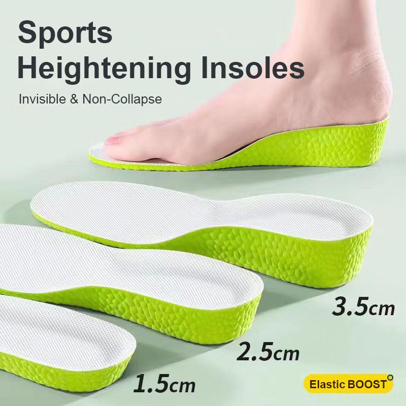1,5-3,5 cm Láthatatlan Magasságnövelő Talpbetétek Zöld Memóriahabos Cipőtalp Párna Légáteresztő Kényelmes Férfiak Nők Lábápolás
