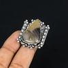 Natural Montana Agate Gemstone Solitaire Ring Size 6.5 925 Silver For Women