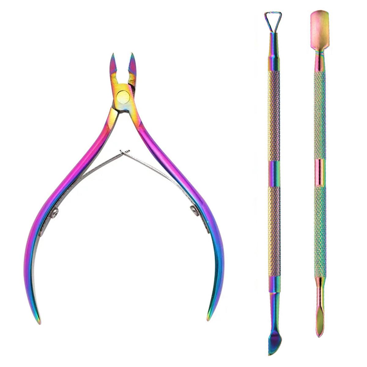 

4 Pcs/Set Professional Stainless Steel Nail Cutter Scissor Nippers Muti Function Cuticle Pusher Remover Nail Care Manicure Kits