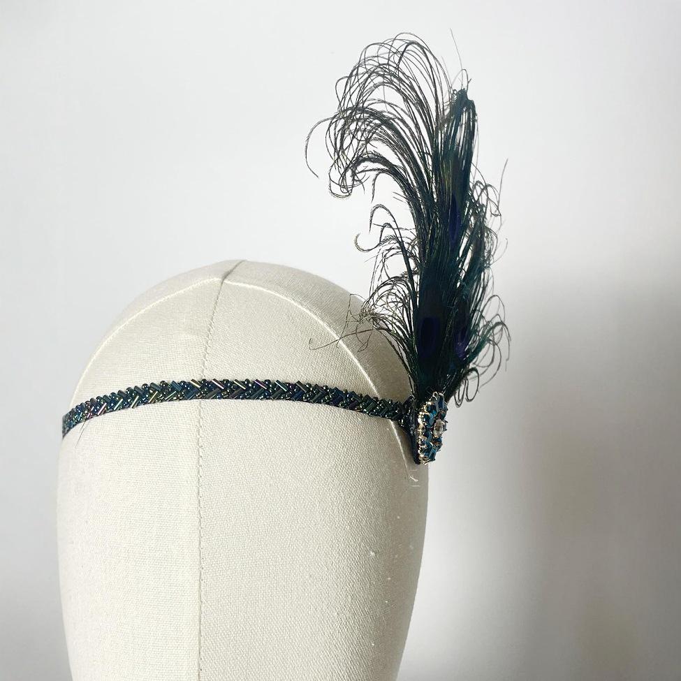1920s Green Rhinestone Feather Hair Clip for Women's Cocktail Party Wedding