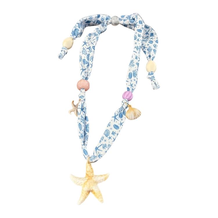 Beautiful Bohemian Style Necklace Shell And Starfish Charm With Floral Touches Fashionable Neck Chain