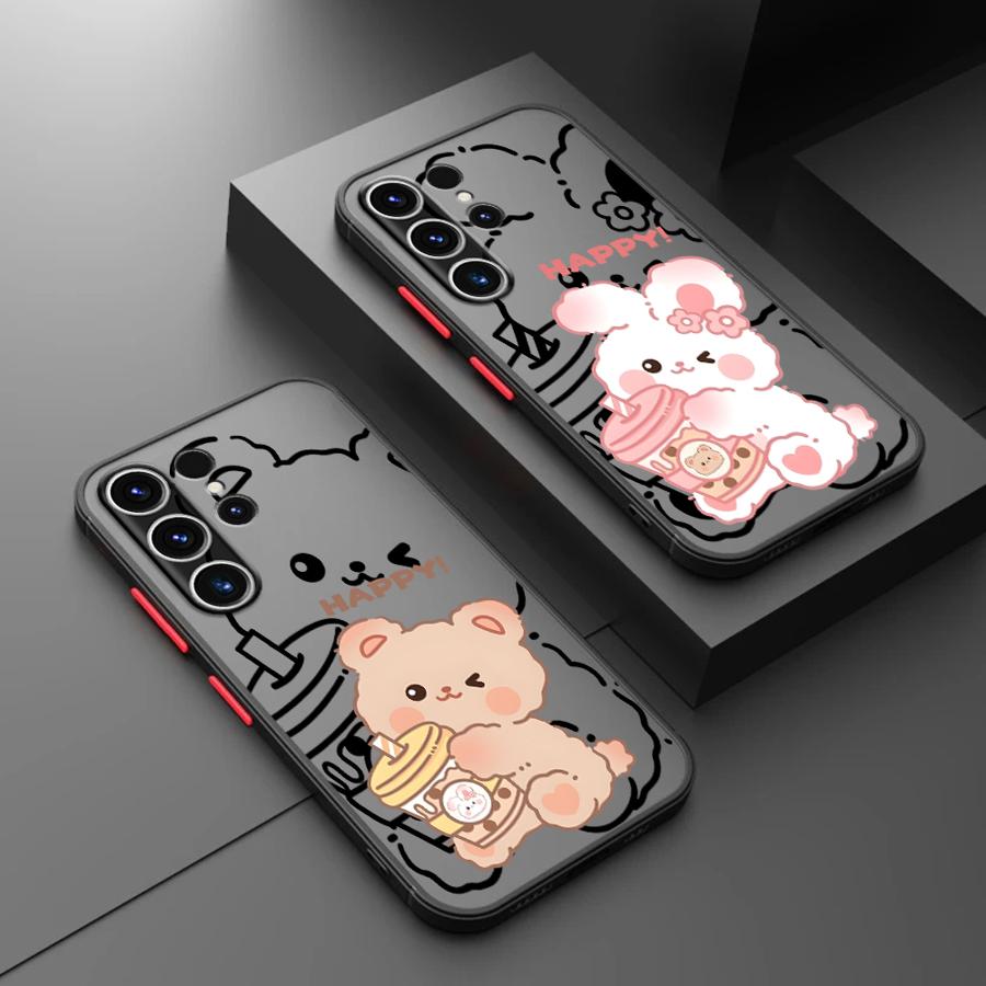 Case for Samsung Galaxy S26 S21 S24 Plus S23 FE S25 Ultra S20 FE Note 20 Ultra 10+ S22 Funda Back Phone Cover Cartoon Rabbit