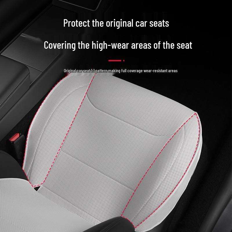 Nappa Leather Seat Protector Pad for Tesla Model Y (Refreshed Version) - Breathable, Ventilated Cushion