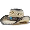 Hand-woven Mixed-color Western Cowboy Hat Women's Fashion Summer with Sun Hat Beach Sun Protection Straw Hat Men