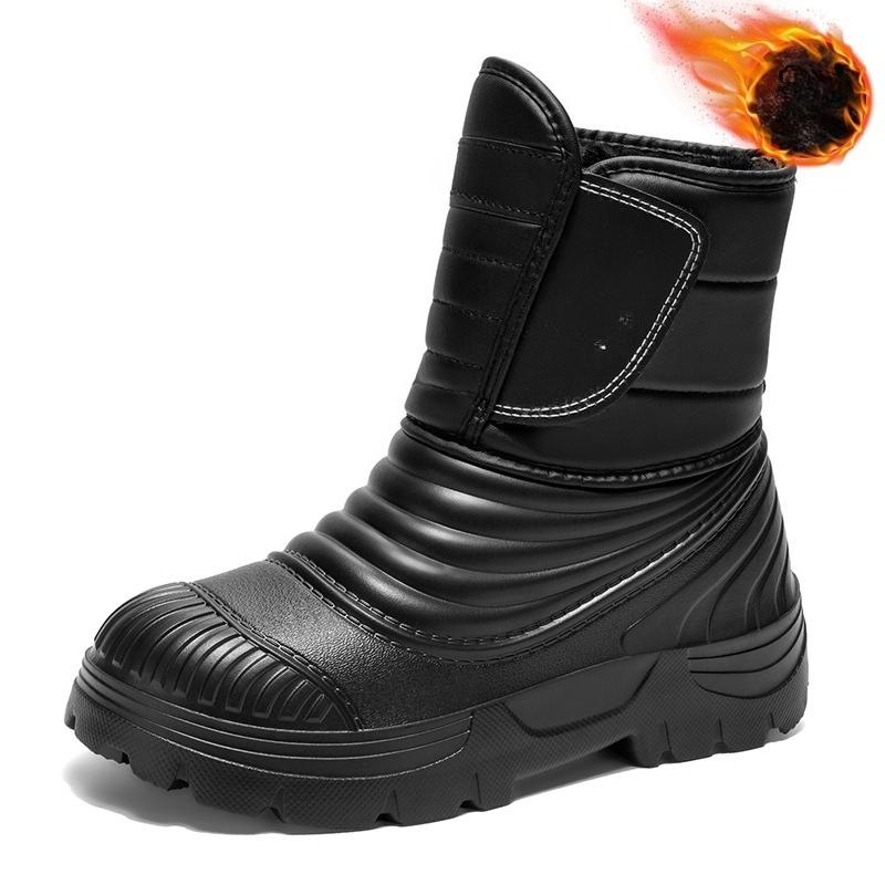 

39-50 Мужские ботинки с высоким голенищем Зимние мужские с высоким голенищем больших размеров Снежные ботинки с добавленным флисом 49-50 чёрный