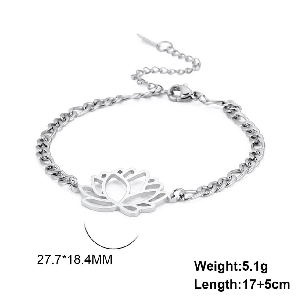 Cazador Gold Color Lotus Charm Bracelet for Women Aesthetic Flower Stainless Steel Chain Bracelet on Hand Jewelry Gift Wholesale