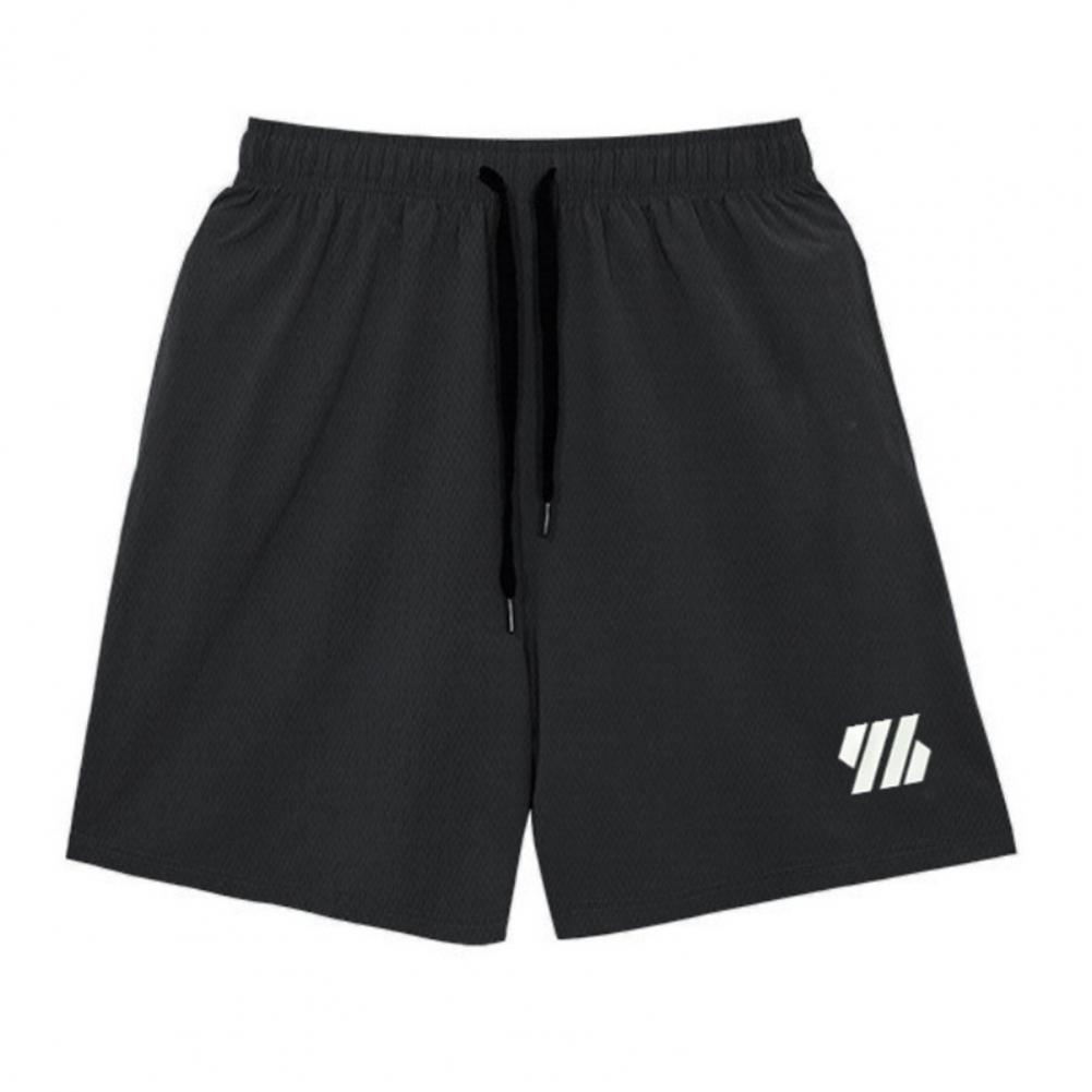 Men Summer Casual Shorts Elastic Drawstring Waist Fitness Quick-Drying Sports Shorts with Pockets Solid Color Wide Leg Shorts