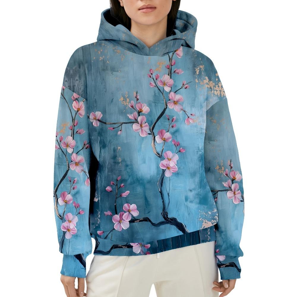 Plus Size - Plus Size - Pink Women'S Santa Claus Printed Casual Hoodie for Christmas