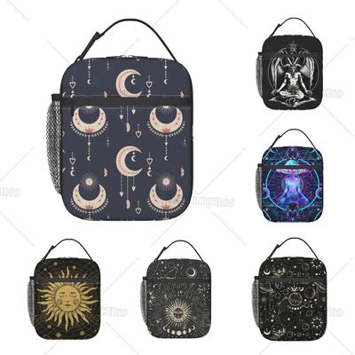 Mystical Moon Sun Lunch Bag Insulated Large Capacity Lunch Box for Women Men Reusable Portable Cooler Bag for Office Picnic