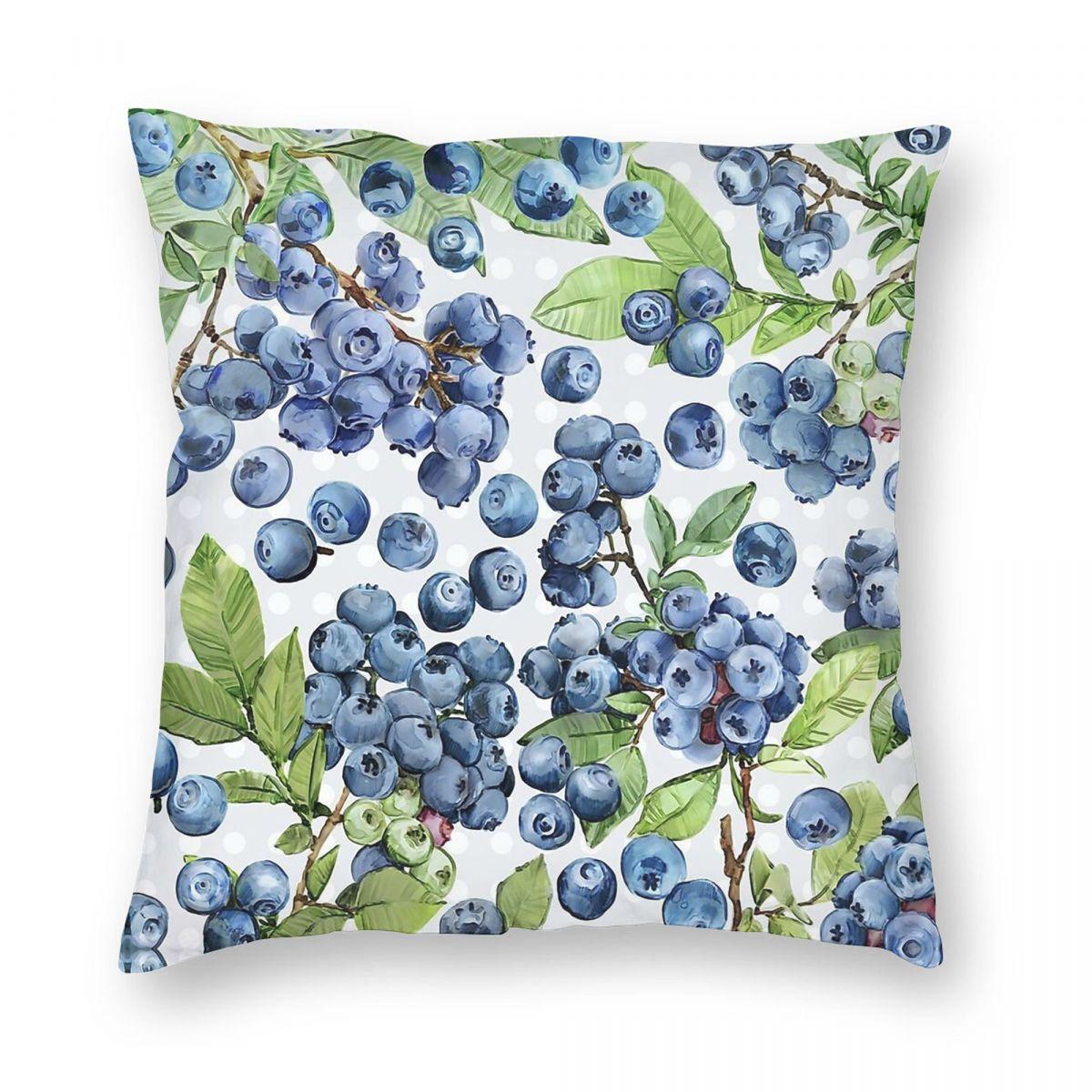 

Watercolor Blueberry Square Pillowcase Polyester Linen Velvet Pattern Zip Decor Throw Pillow Case Room Cushion Cover Wholesale 30cmx30cm
