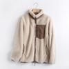 Autumn and Winter Women's Outerwear with Contrasting Fabric, Fine Edge Decoration, Zipper Cardigan, Casual Plush Jacket