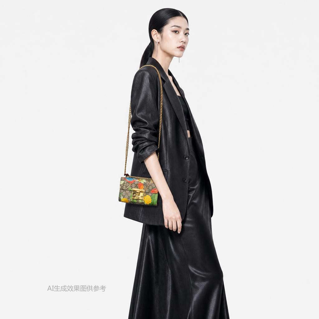 [Pre-Owned] Padlock Small Multicolor Coated Canvas Print Shoulder Bag - Good #YGP1KF