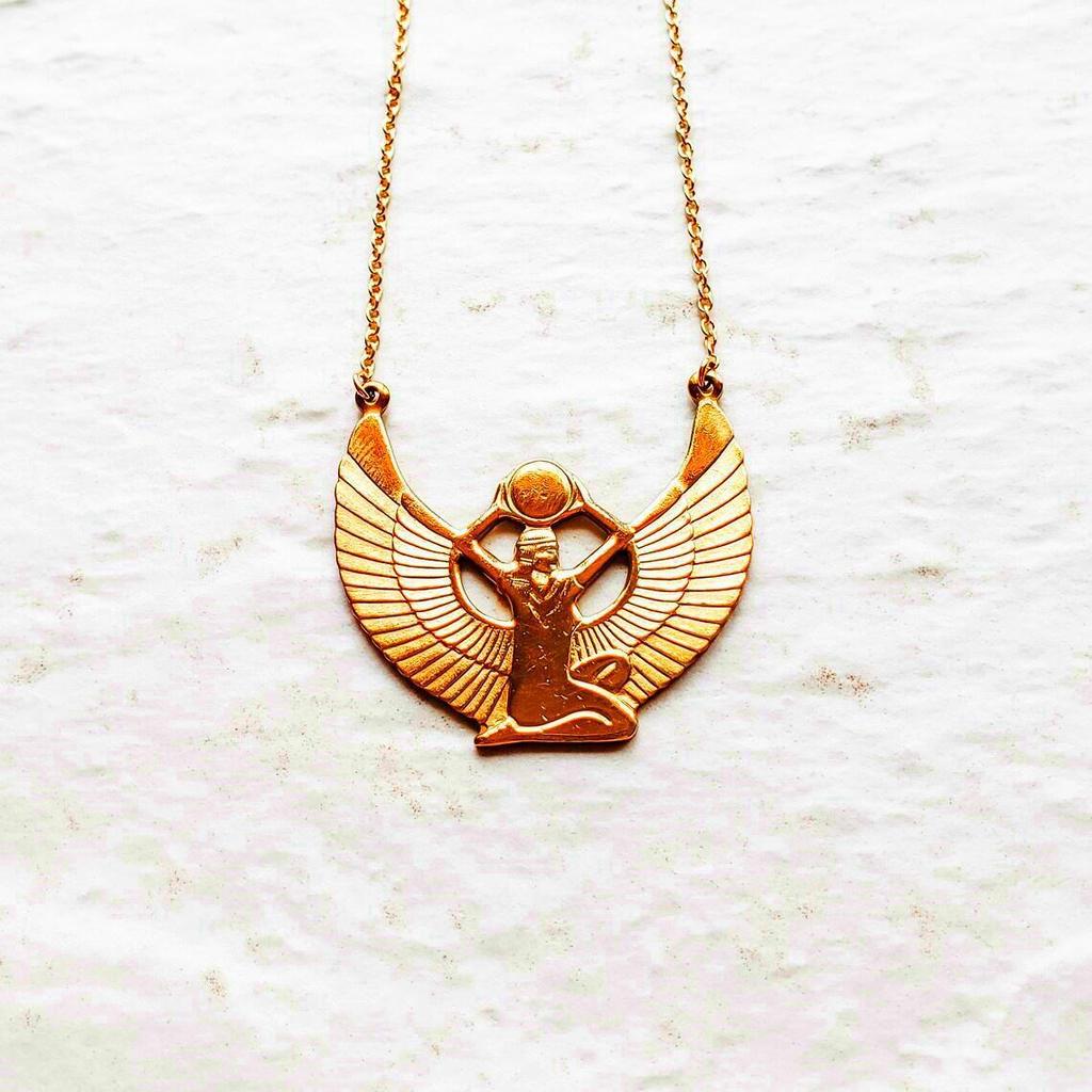 Isis Goldkette: Ägyptische Fruchtbarkeitsgöttin Anhänger Schmuck