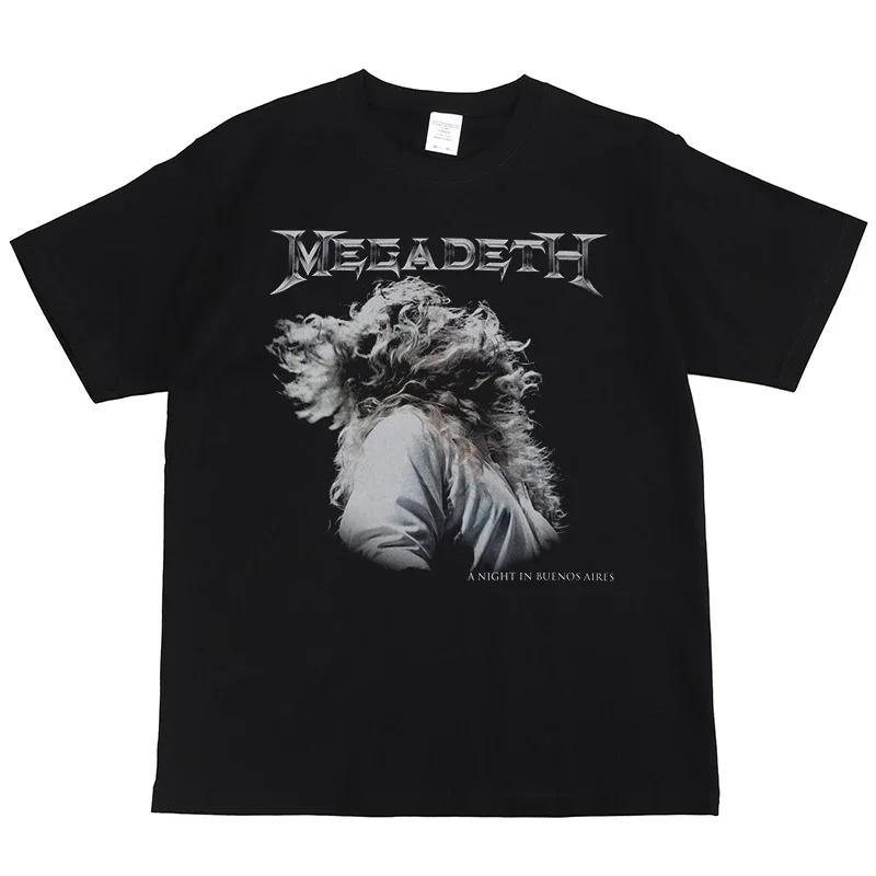 Streetwear T Shirt MEGADETH Rock Print Cotton Tee Short Sleeve Men's T Shirt Hip Hop Vintage Rock Fans Clothing Tops